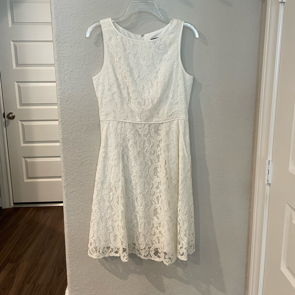 Adrianna Papell White Lace Dress Size 8